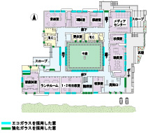 窓はエコガラス＋強化ガラス 木造小学校で省エネ教育を考える-平面図1階・2階